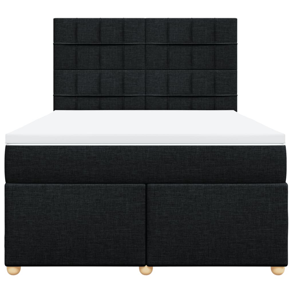 vidaXL Κρεβάτι Boxspring με Στρώμα Μαύρο 140x200 εκ. Υφασμάτινο