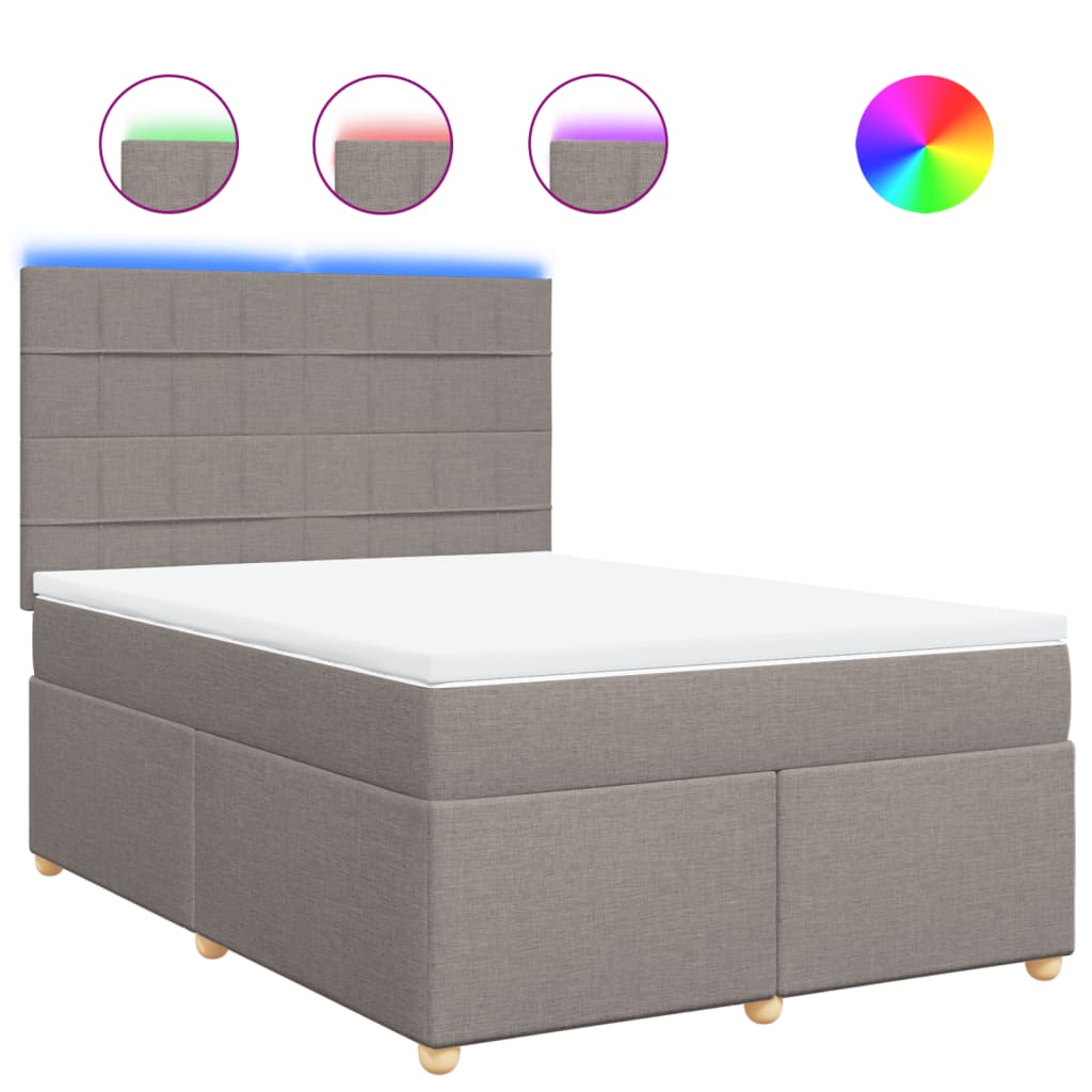 vidaXL Κρεβάτι Boxspring με Στρώμα Taupe 140x200 εκ. Υφασμάτινο