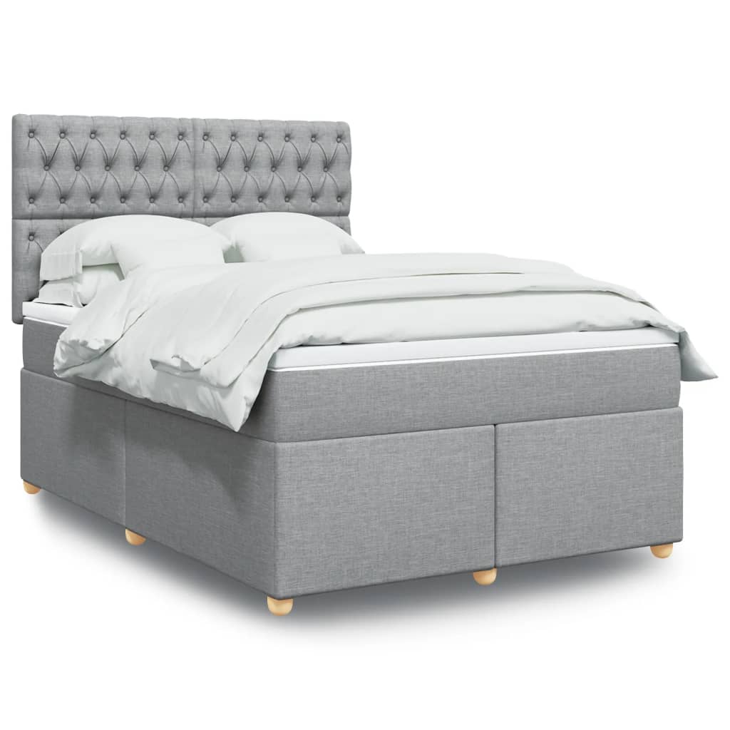 vidaXL Κρεβάτι Boxspring με Στρώμα Ανοιχτό Γκρι 140x200 εκ. Υφασμάτινο