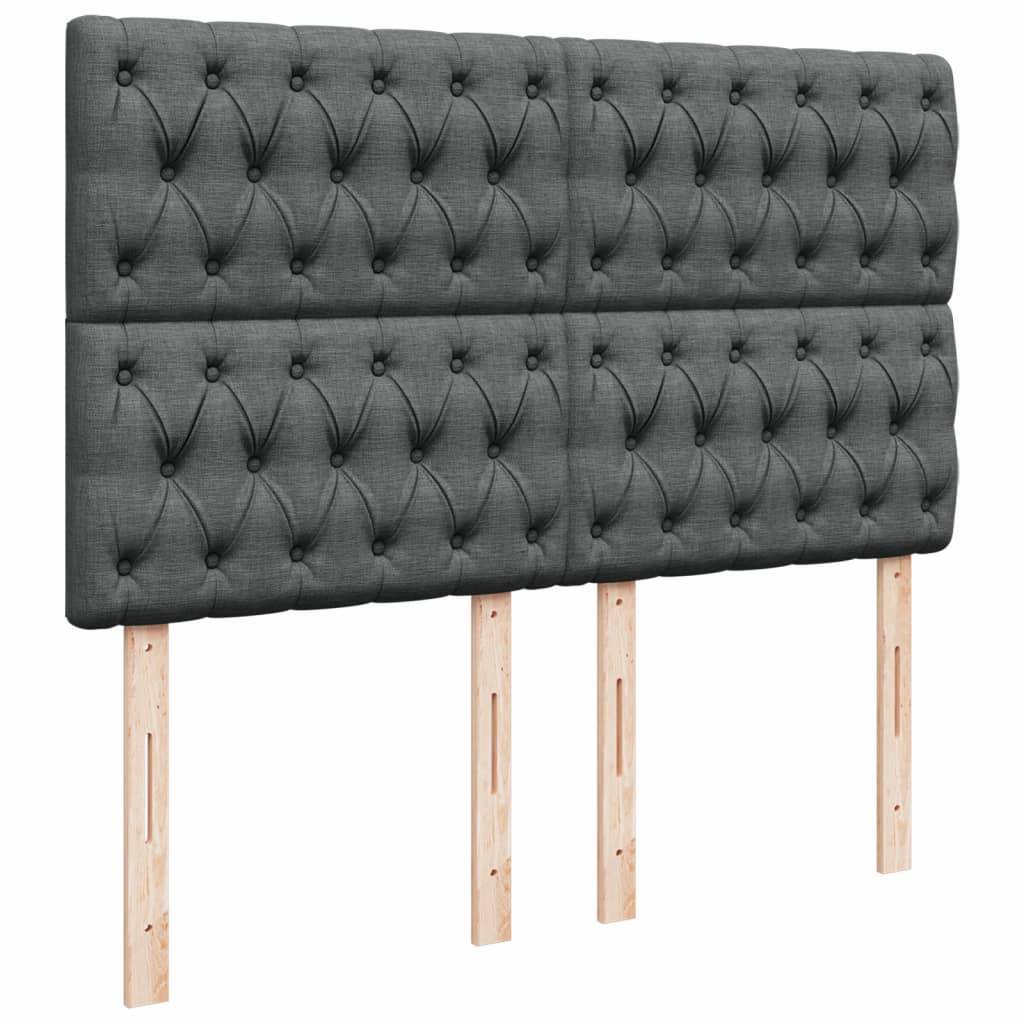 vidaXL Κρεβάτι Boxspring με Στρώμα Σκούρο Γκρι 140x200 εκ Υφασμάτινο