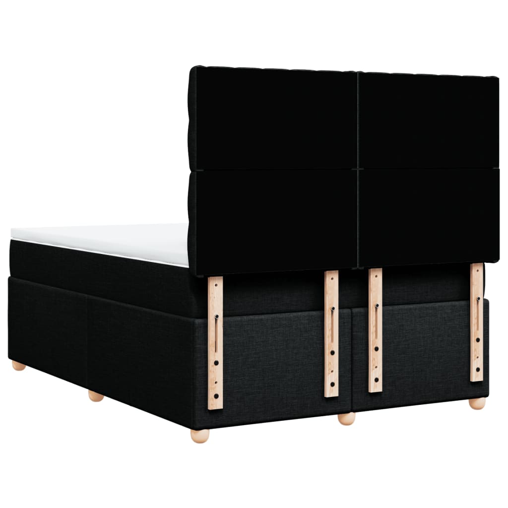 vidaXL Κρεβάτι Boxspring με Στρώμα Μαύρο 140x200 εκ. Υφασμάτινο