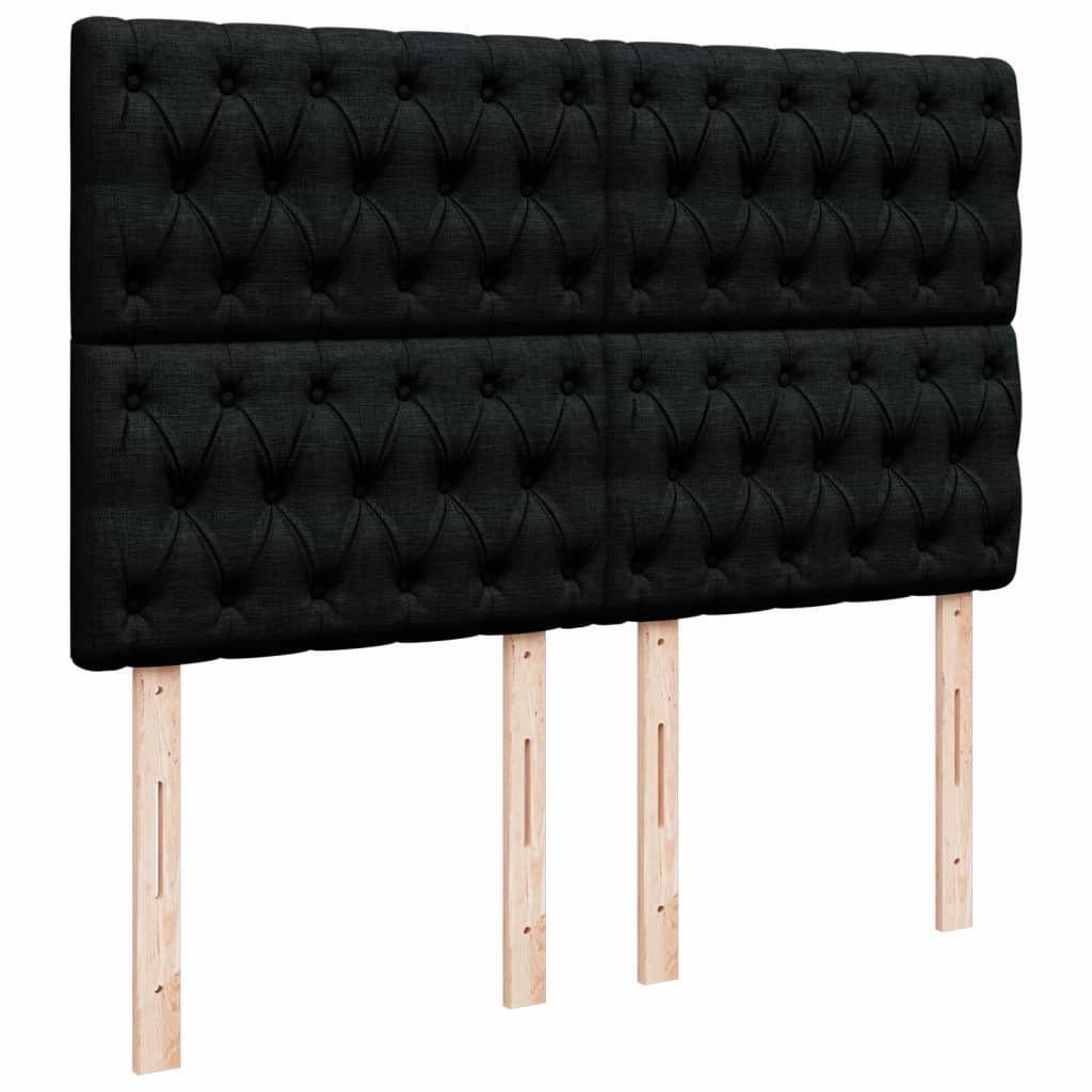 vidaXL Κρεβάτι Boxspring με Στρώμα Μαύρο 140x200 εκ. Υφασμάτινο