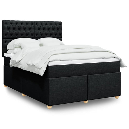 vidaXL Κρεβάτι Boxspring με Στρώμα Μαύρο 140x200 εκ. Υφασμάτινο