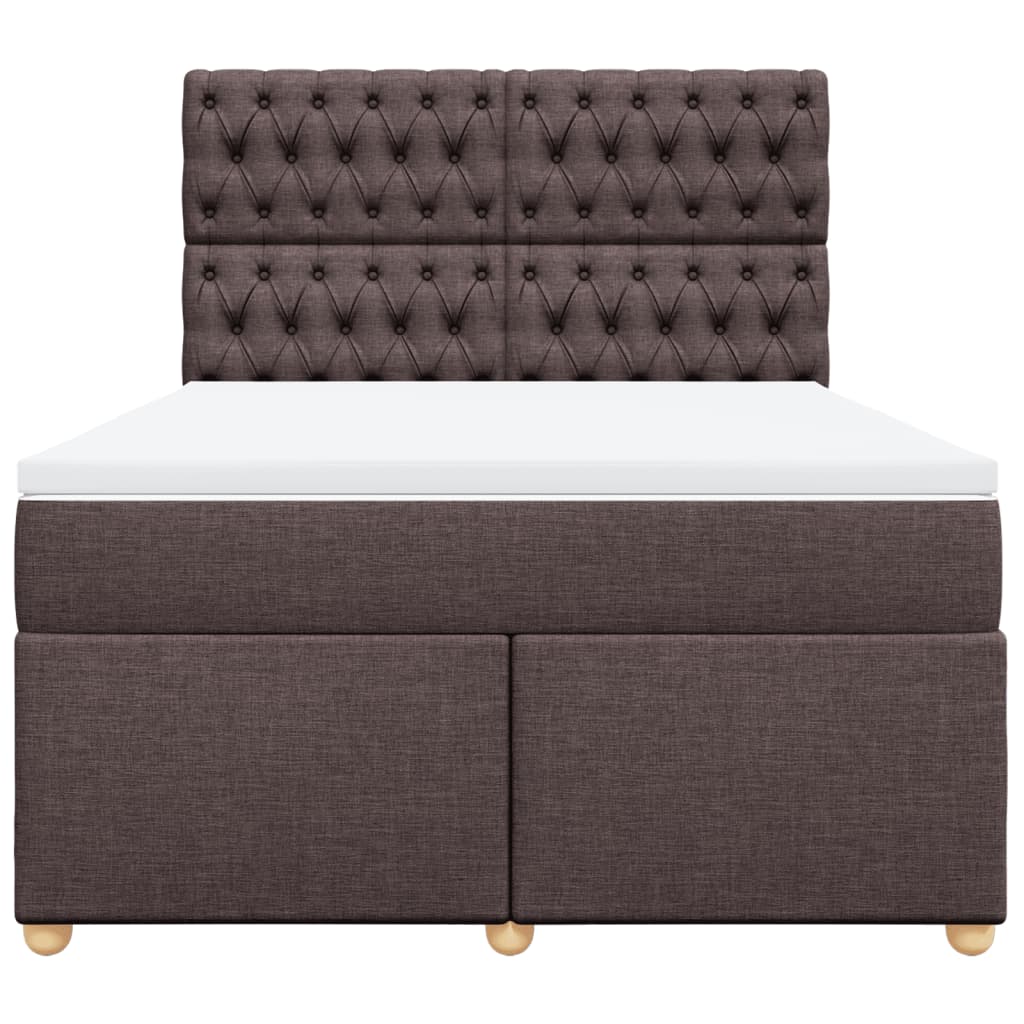 vidaXL Κρεβάτι Boxspring με Στρώμα Σκούρο Καφέ 140x200 εκ Υφασμάτινο