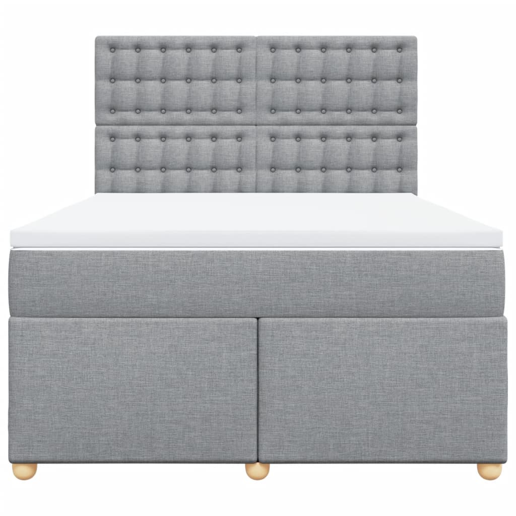vidaXL Κρεβάτι Boxspring με Στρώμα Ανοιχτό Γκρι 140x200 εκ. Υφασμάτινο