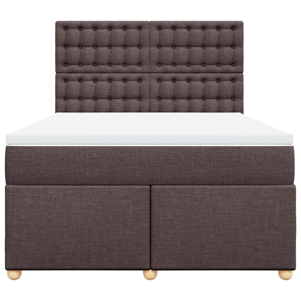 vidaXL Κρεβάτι Boxspring με Στρώμα Σκούρο Καφέ 140x200 εκ Υφασμάτινο