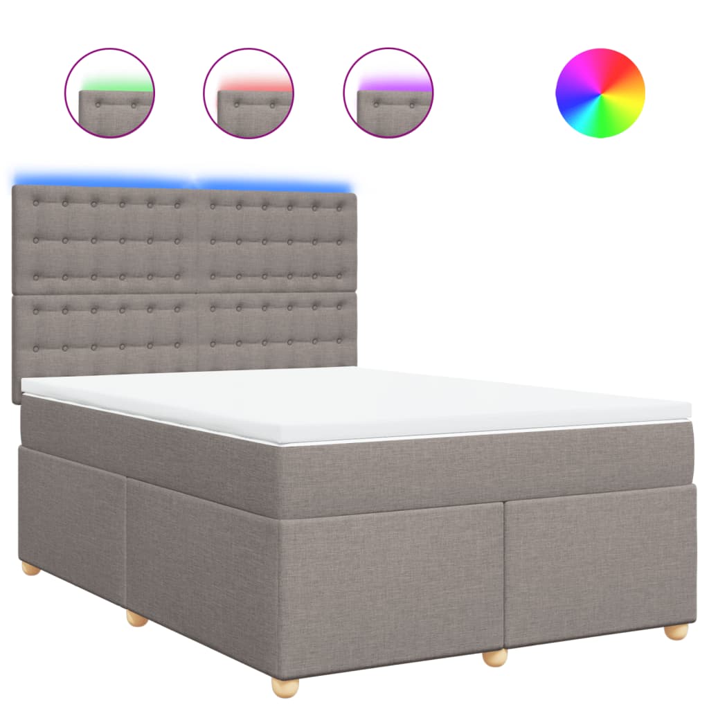 vidaXL Κρεβάτι Boxspring με Στρώμα Taupe 140x200 εκ. Υφασμάτινο