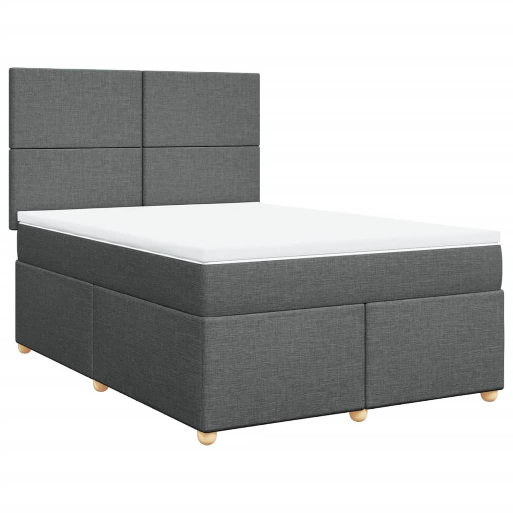vidaXL Κρεβάτι Boxspring με Στρώμα Σκούρο Γκρι 160x200 εκ Υφασμάτινο
