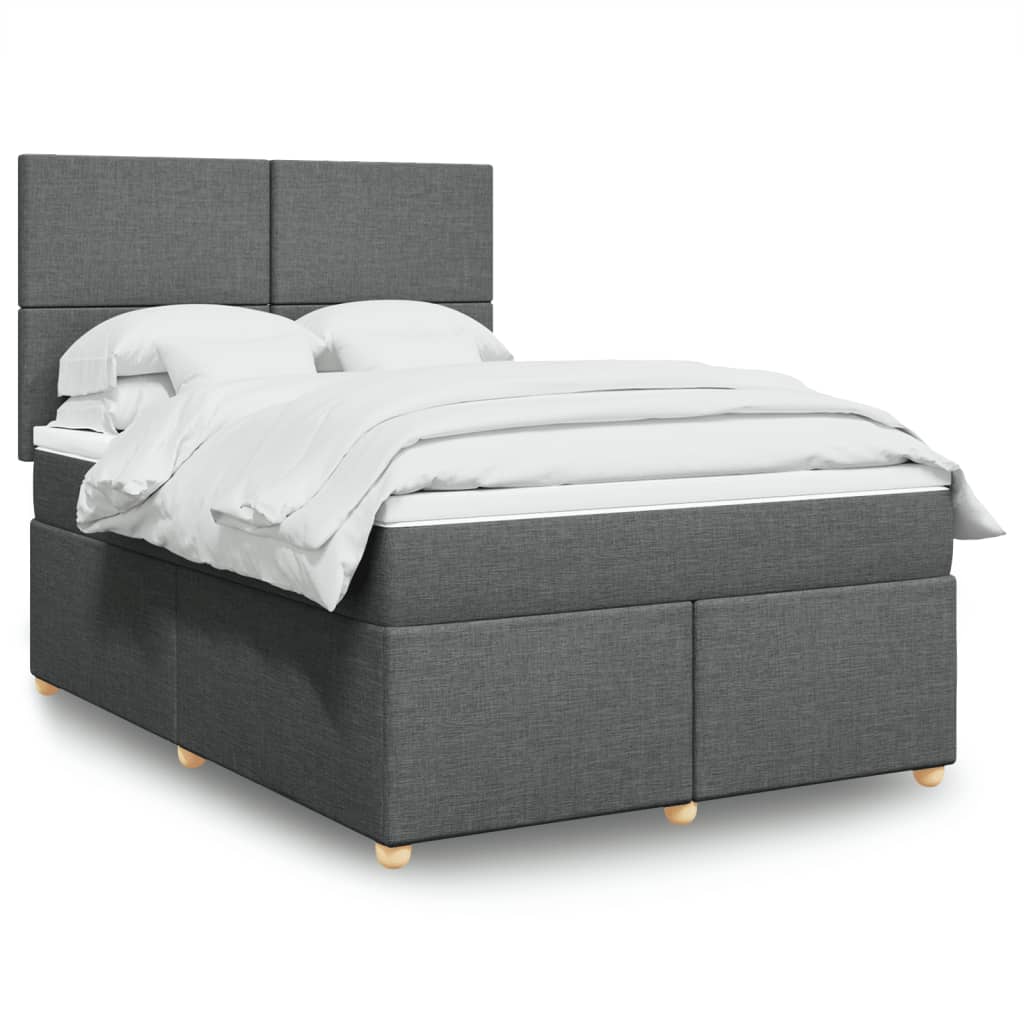 vidaXL Κρεβάτι Boxspring με Στρώμα Σκούρο Γκρι 160x200 εκ Υφασμάτινο