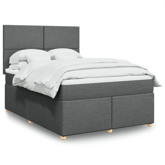 vidaXL Κρεβάτι Boxspring με Στρώμα Σκούρο Γκρι 160x200 εκ Υφασμάτινο
