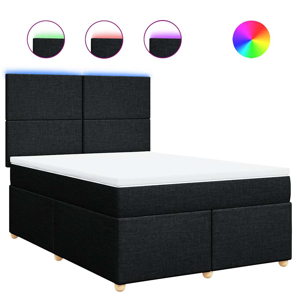 vidaXL Κρεβάτι Boxspring με Στρώμα Μαύρο 160x200 εκ. Υφασμάτινο