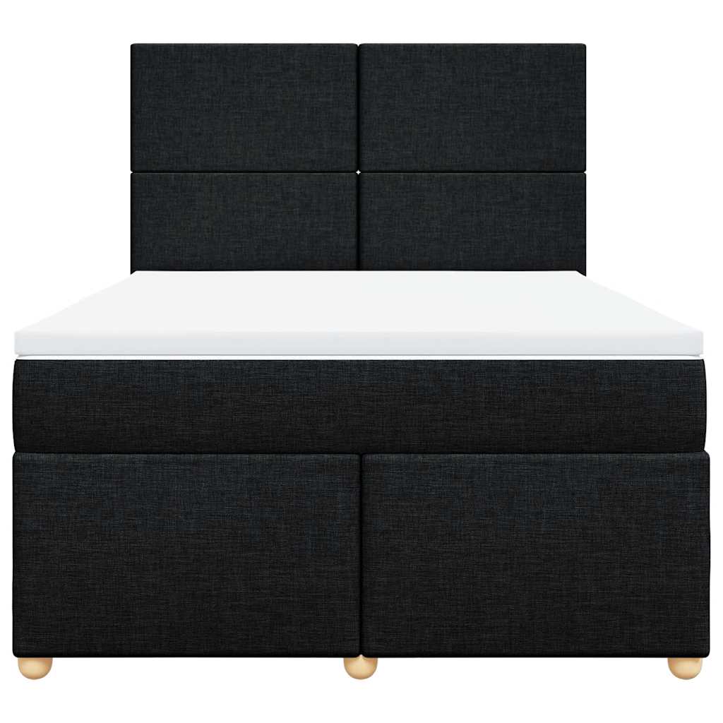 vidaXL Κρεβάτι Boxspring με Στρώμα Μαύρο 160x200 εκ. Υφασμάτινο