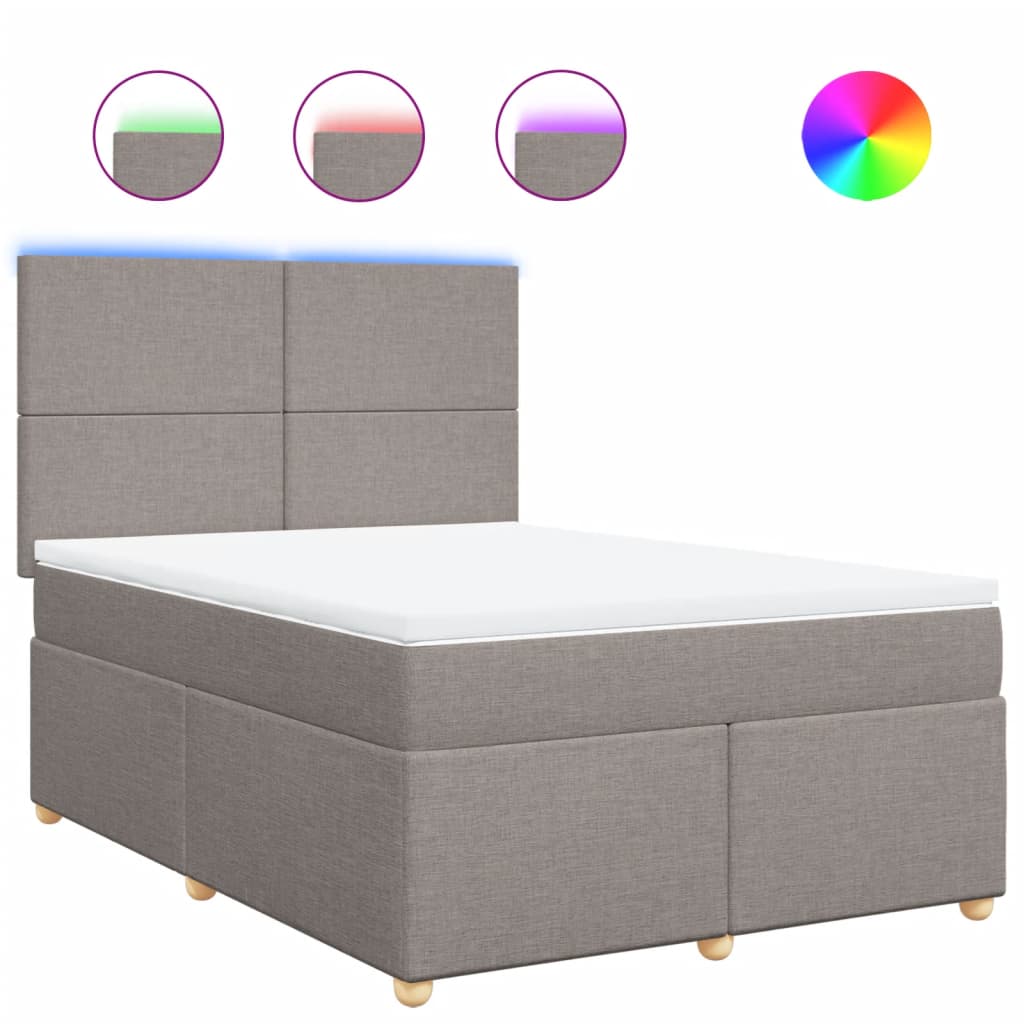 vidaXL Κρεβάτι Boxspring με Στρώμα Taupe 160x200 εκ. Υφασμάτινο