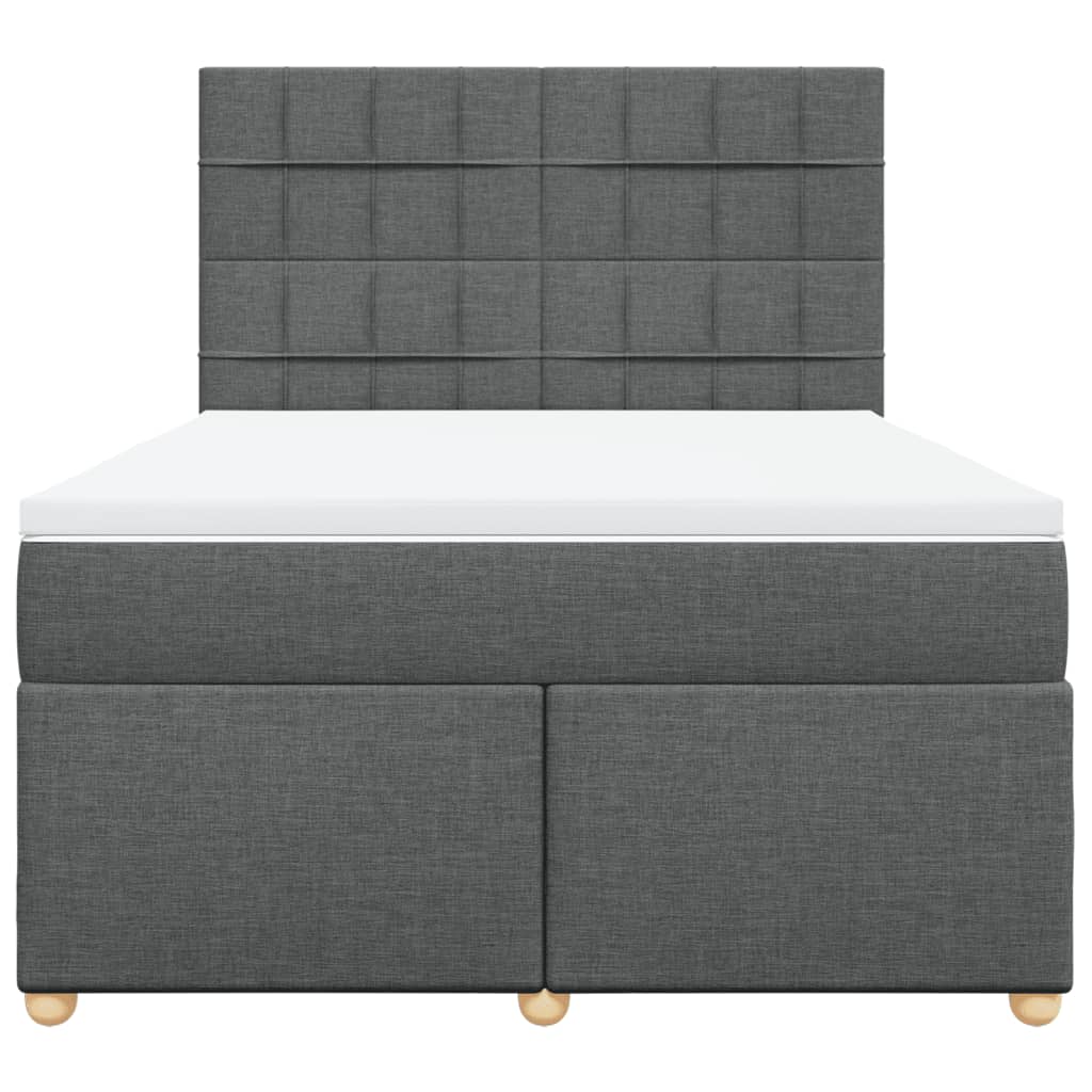 vidaXL Κρεβάτι Boxspring με Στρώμα Σκούρο Γκρι 160x200 εκ Υφασμάτινο