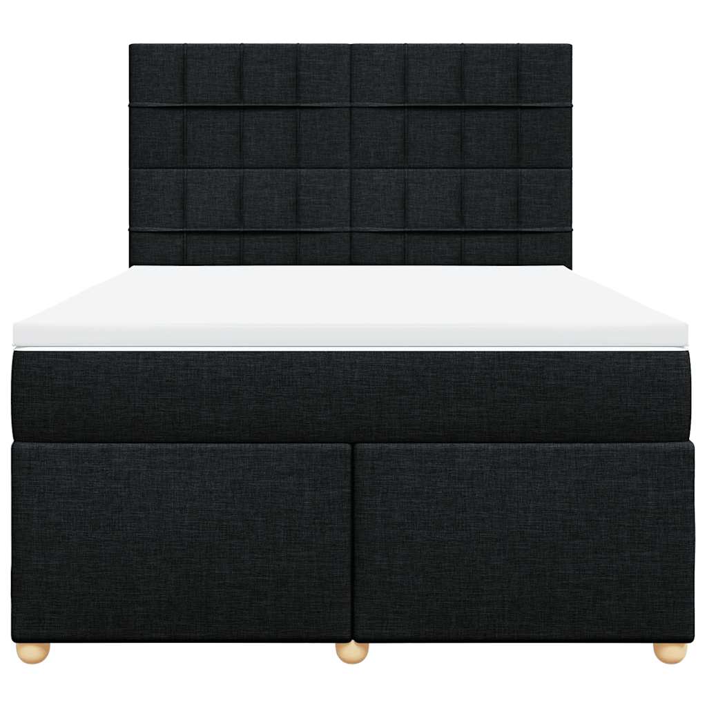 vidaXL Κρεβάτι Boxspring με Στρώμα Μαύρο 160x200 εκ. Υφασμάτινο