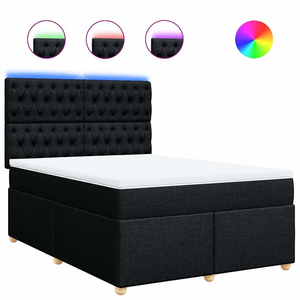 vidaXL Κρεβάτι Boxspring με Στρώμα Μαύρο 160x200 εκ. Υφασμάτινο
