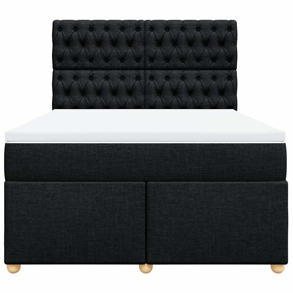vidaXL Κρεβάτι Boxspring με Στρώμα Μαύρο 160x200 εκ. Υφασμάτινο