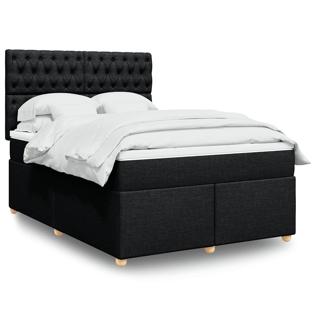 vidaXL Κρεβάτι Boxspring με Στρώμα Μαύρο 160x200 εκ. Υφασμάτινο