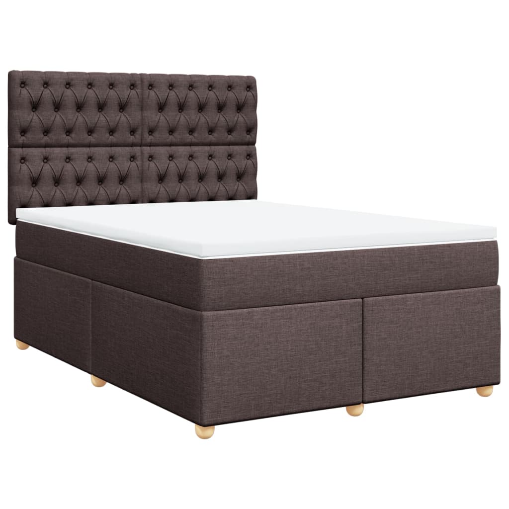 vidaXL Κρεβάτι Boxspring με Στρώμα Σκούρο Καφέ 160x200 εκ Υφασμάτινο