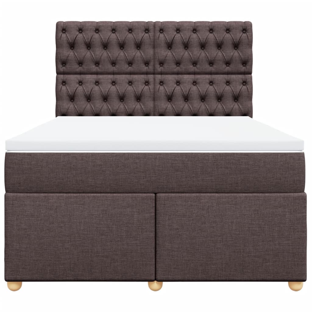 vidaXL Κρεβάτι Boxspring με Στρώμα Σκούρο Καφέ 160x200 εκ Υφασμάτινο