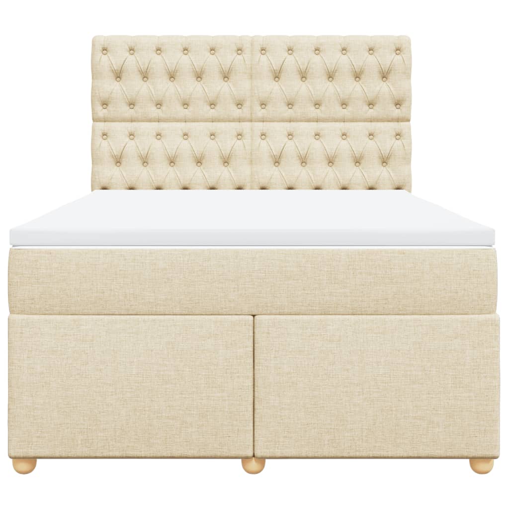 vidaXL Κρεβάτι Boxspring με Στρώμα Κρεμ 160x200 εκ. Υφασμάτινο