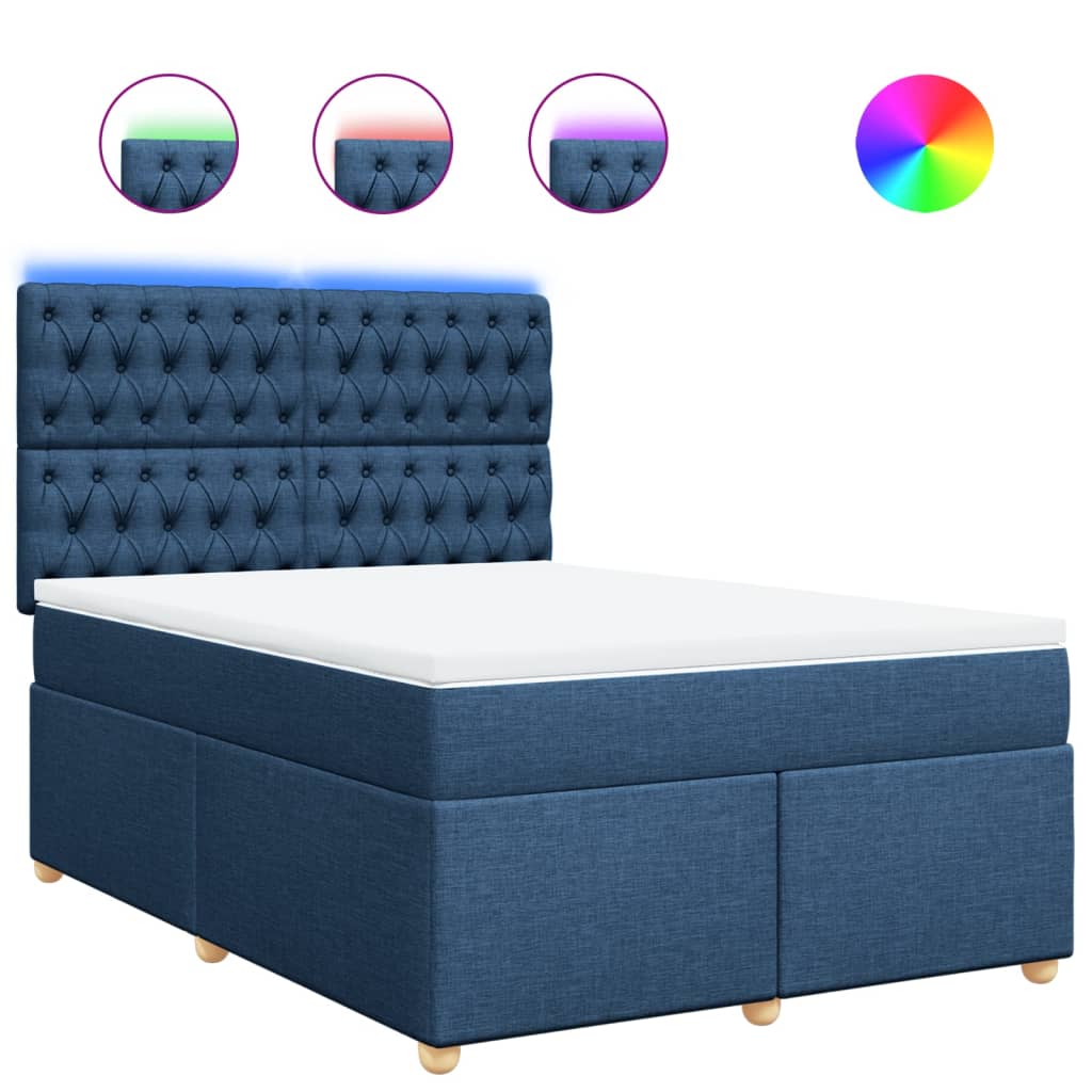 vidaXL Κρεβάτι Boxspring με Στρώμα Μπλε 160x200 εκ. Υφασμάτινο