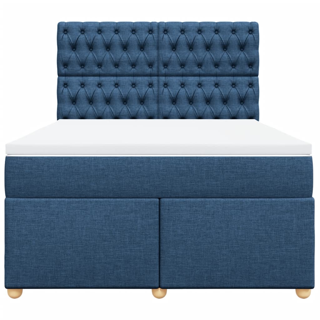vidaXL Κρεβάτι Boxspring με Στρώμα Μπλε 160x200 εκ. Υφασμάτινο