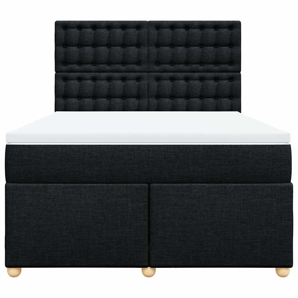 vidaXL Κρεβάτι Boxspring με Στρώμα Μαύρο 160x200 εκ. Υφασμάτινο