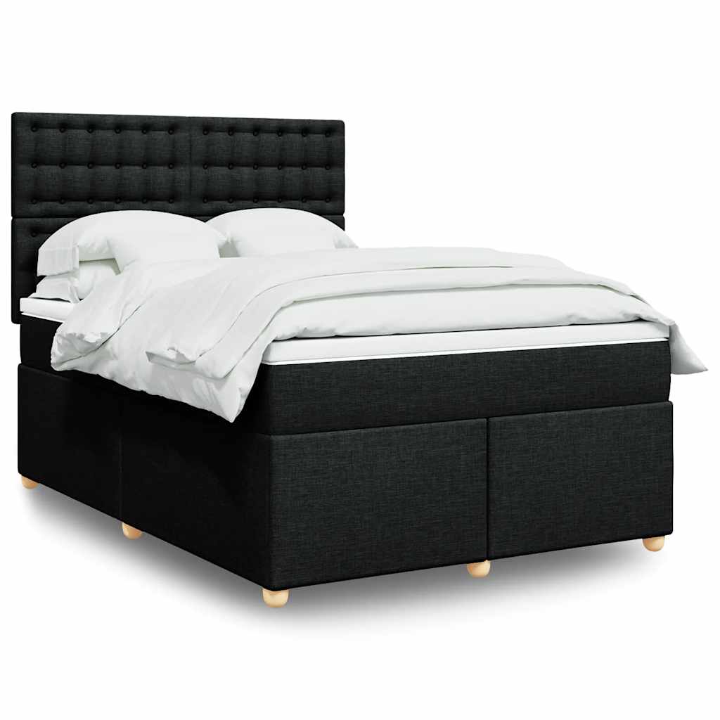 vidaXL Κρεβάτι Boxspring με Στρώμα Μαύρο 160x200 εκ. Υφασμάτινο