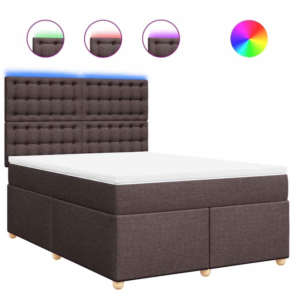 vidaXL Κρεβάτι Boxspring με Στρώμα Σκούρο Καφέ 160x200 εκ Υφασμάτινο