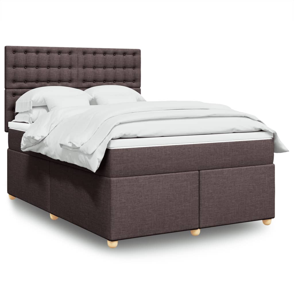 vidaXL Κρεβάτι Boxspring με Στρώμα Σκούρο Καφέ 160x200 εκ Υφασμάτινο