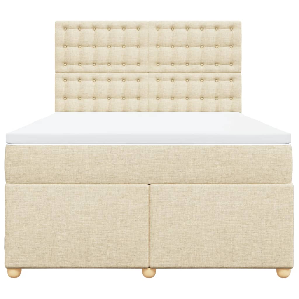 vidaXL Κρεβάτι Boxspring με Στρώμα Κρεμ 160x200 εκ. Υφασμάτινο