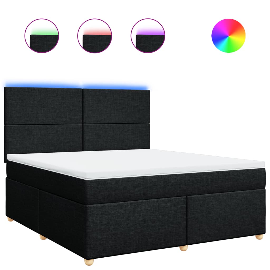 vidaXL Κρεβάτι Boxspring με Στρώμα Μαύρο 180x200 εκ. Υφασμάτινο