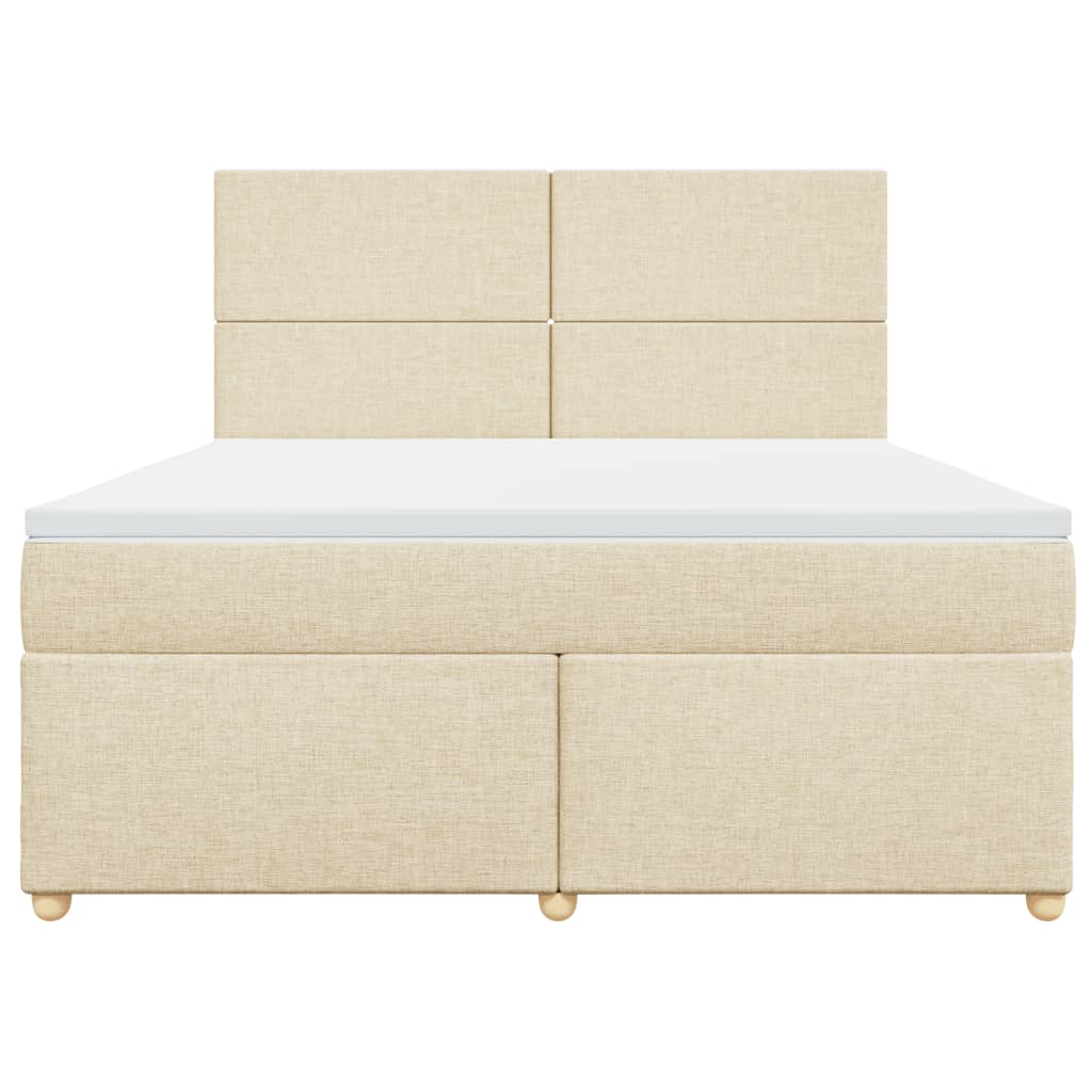 vidaXL Κρεβάτι Boxspring με Στρώμα Κρεμ 180x200 εκ. Υφασμάτινο