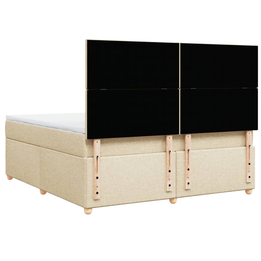 vidaXL Κρεβάτι Boxspring με Στρώμα Κρεμ 180x200 εκ. Υφασμάτινο