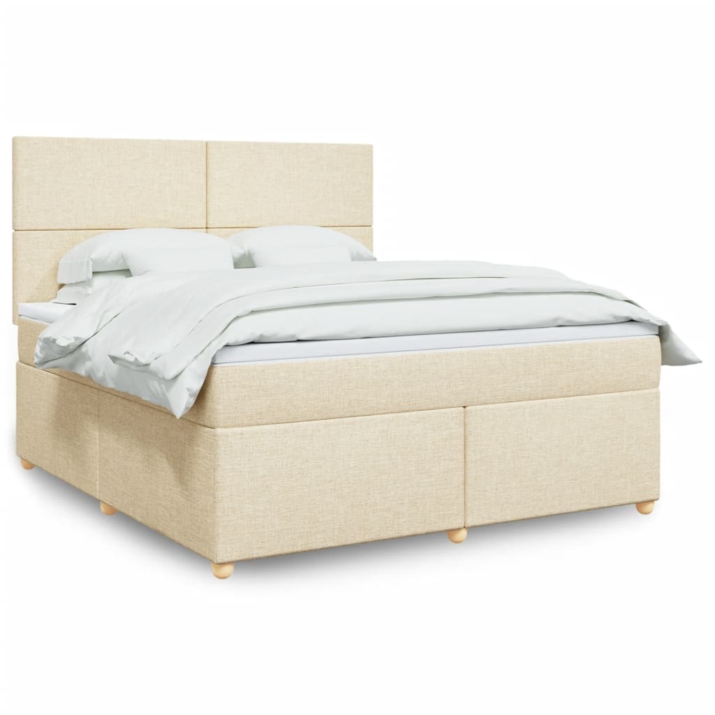 vidaXL Κρεβάτι Boxspring με Στρώμα Κρεμ 180x200 εκ. Υφασμάτινο