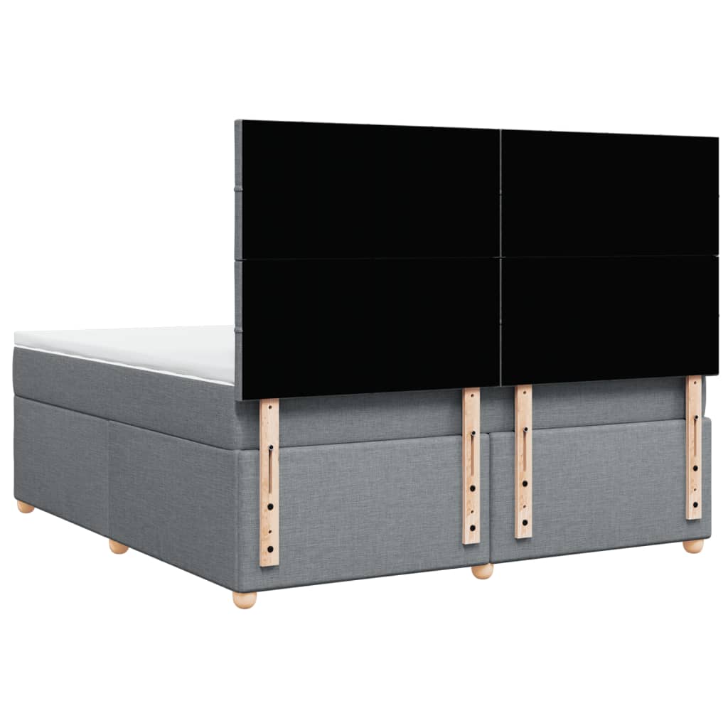 vidaXL Κρεβάτι Boxspring με Στρώμα Ανοιχτό Γκρι 180x200 εκ. Υφασμάτινο