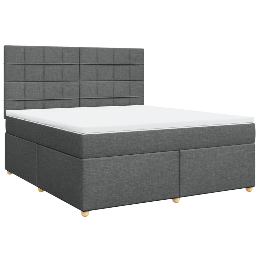 vidaXL Κρεβάτι Boxspring με Στρώμα Σκούρο Γκρι 180x200 εκ Υφασμάτιν