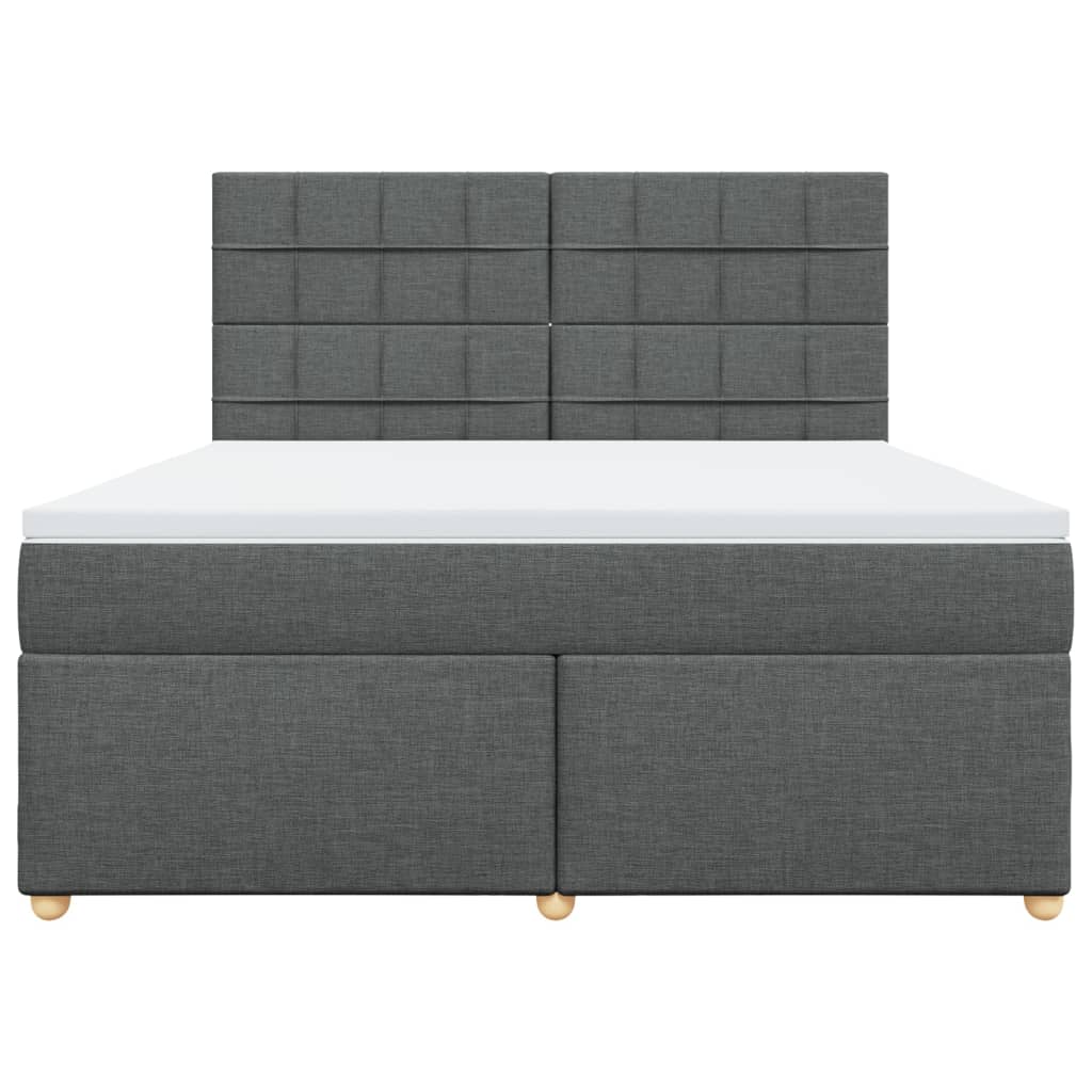 vidaXL Κρεβάτι Boxspring με Στρώμα Σκούρο Γκρι 180x200 εκ Υφασμάτιν