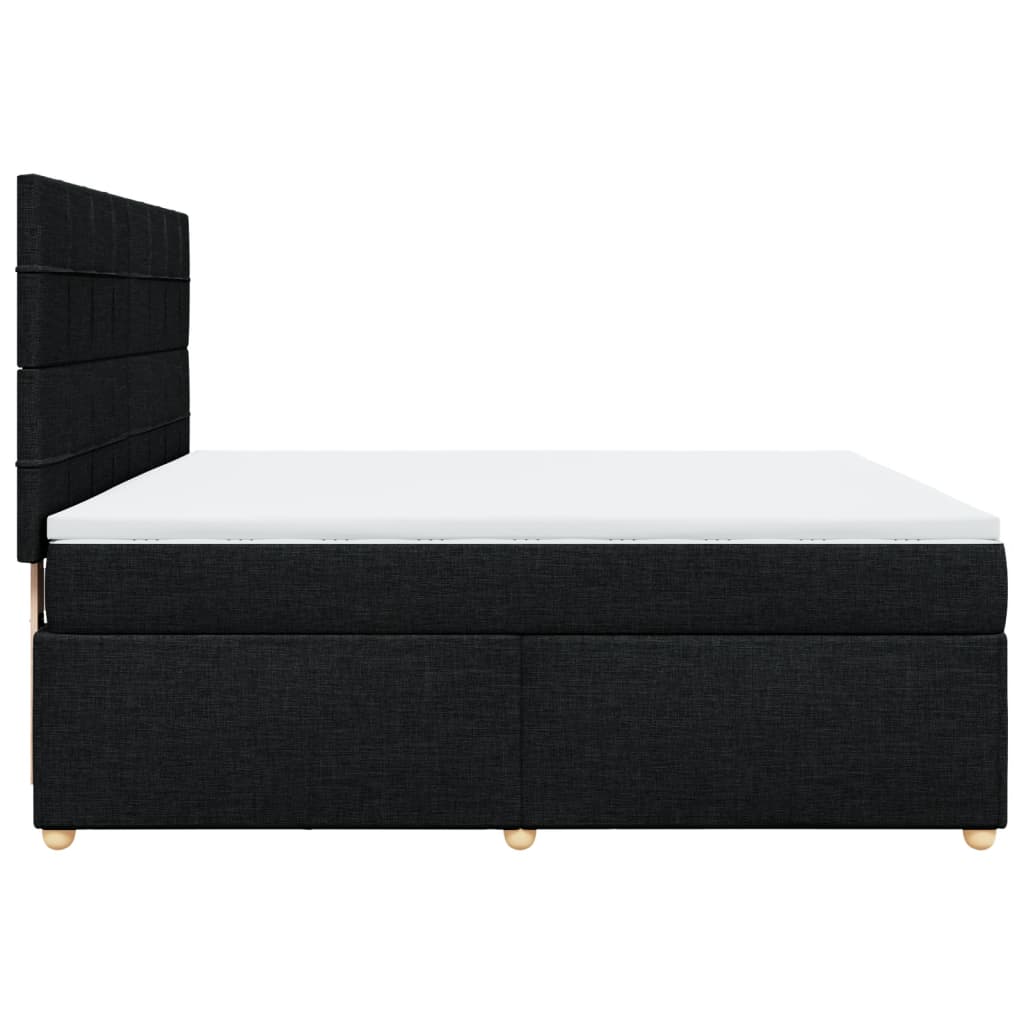 vidaXL Κρεβάτι Boxspring με Στρώμα Μαύρο 180x200 εκ. Υφασμάτινο
