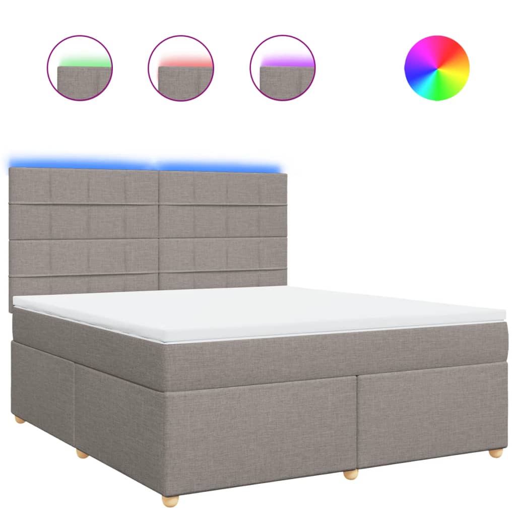 vidaXL Κρεβάτι Boxspring με Στρώμα Taupe 180x200 εκ. Υφασμάτινο