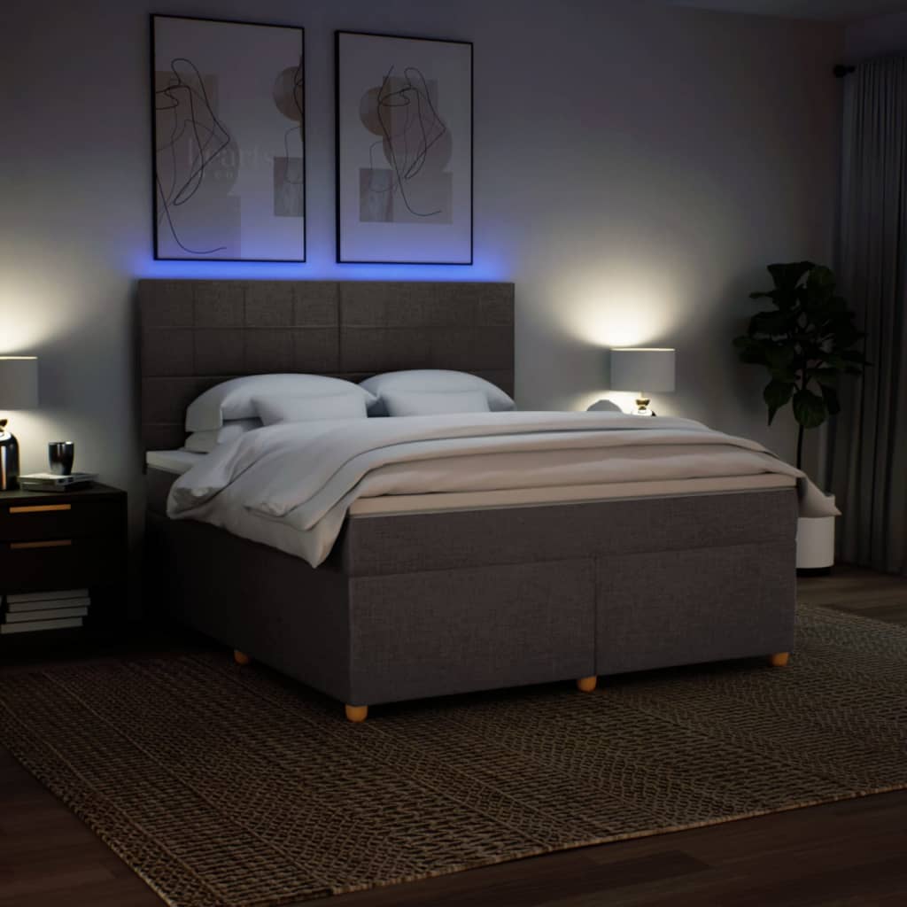 vidaXL Κρεβάτι Boxspring με Στρώμα Taupe 180x200 εκ. Υφασμάτινο