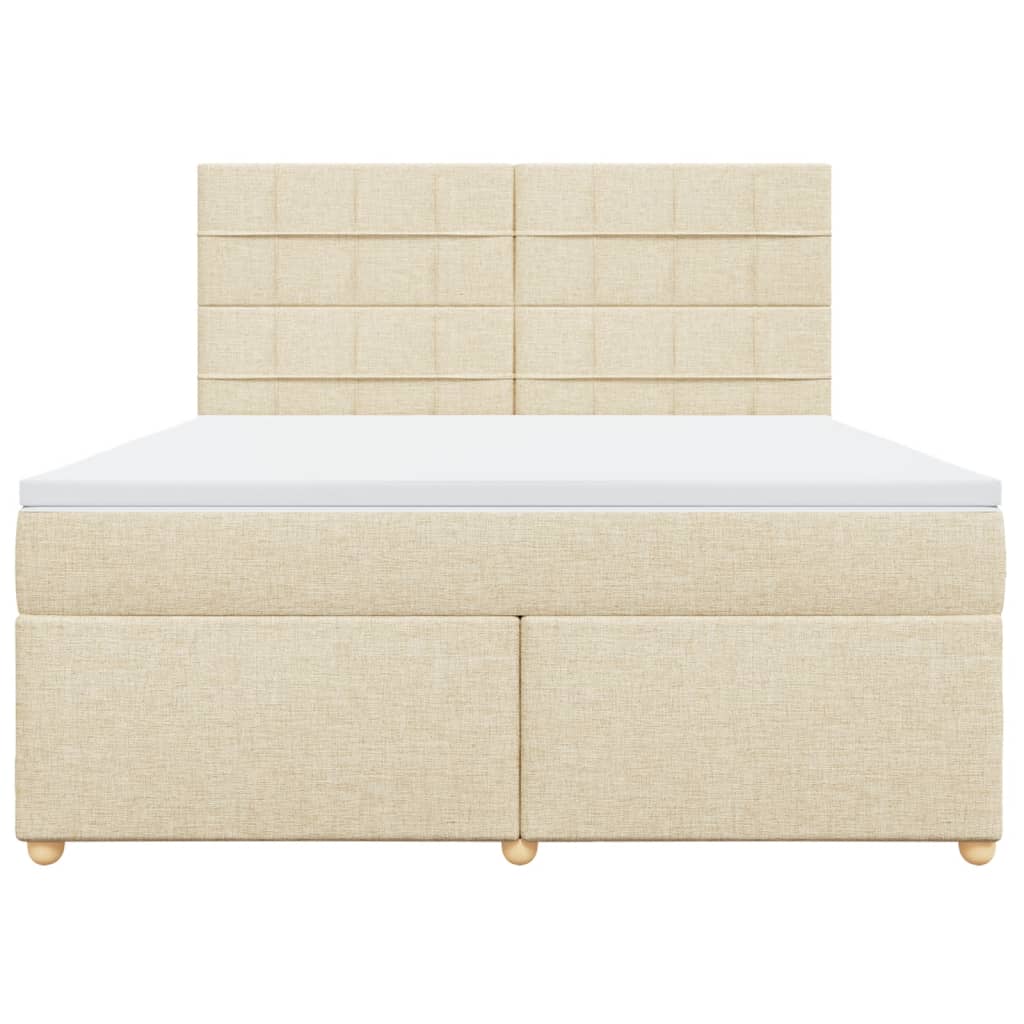 vidaXL Κρεβάτι Boxspring με Στρώμα Κρεμ 180x200 εκ. Υφασμάτινο
