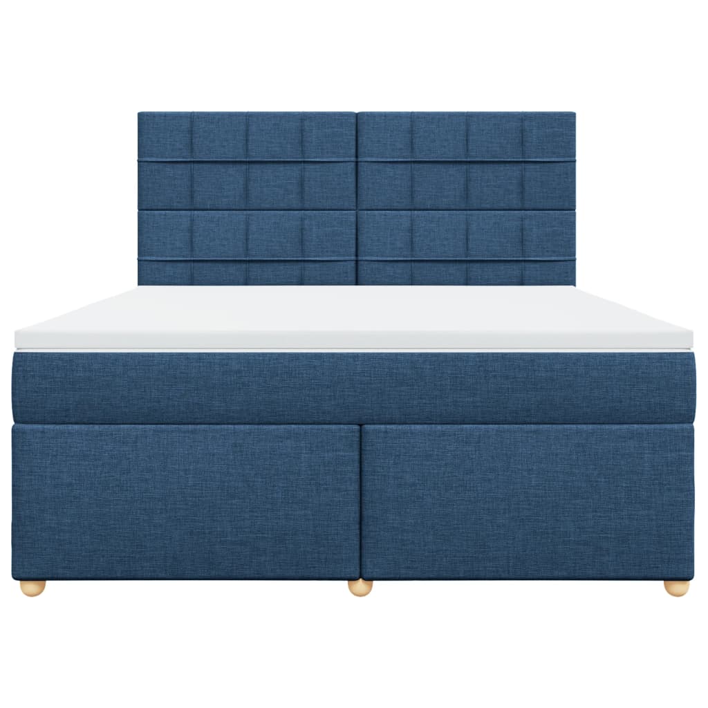 vidaXL Κρεβάτι Boxspring με Στρώμα Μπλε 180x200 εκ. Υφασμάτινο
