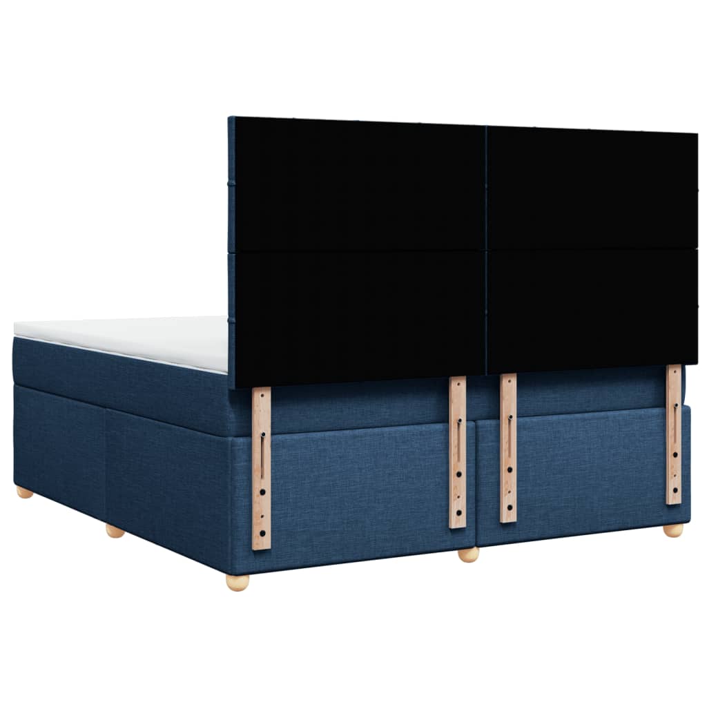 vidaXL Κρεβάτι Boxspring με Στρώμα Μπλε 180x200 εκ. Υφασμάτινο