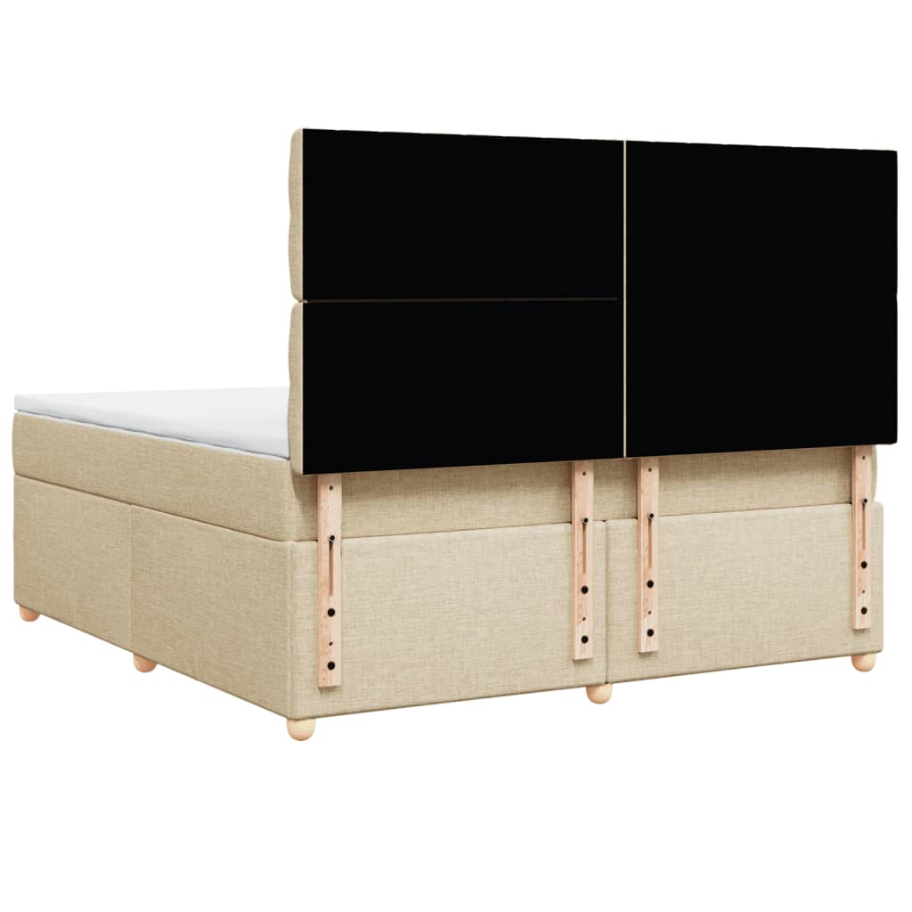 vidaXL Κρεβάτι Boxspring με Στρώμα Κρεμ 180x200 εκ. Υφασμάτινο
