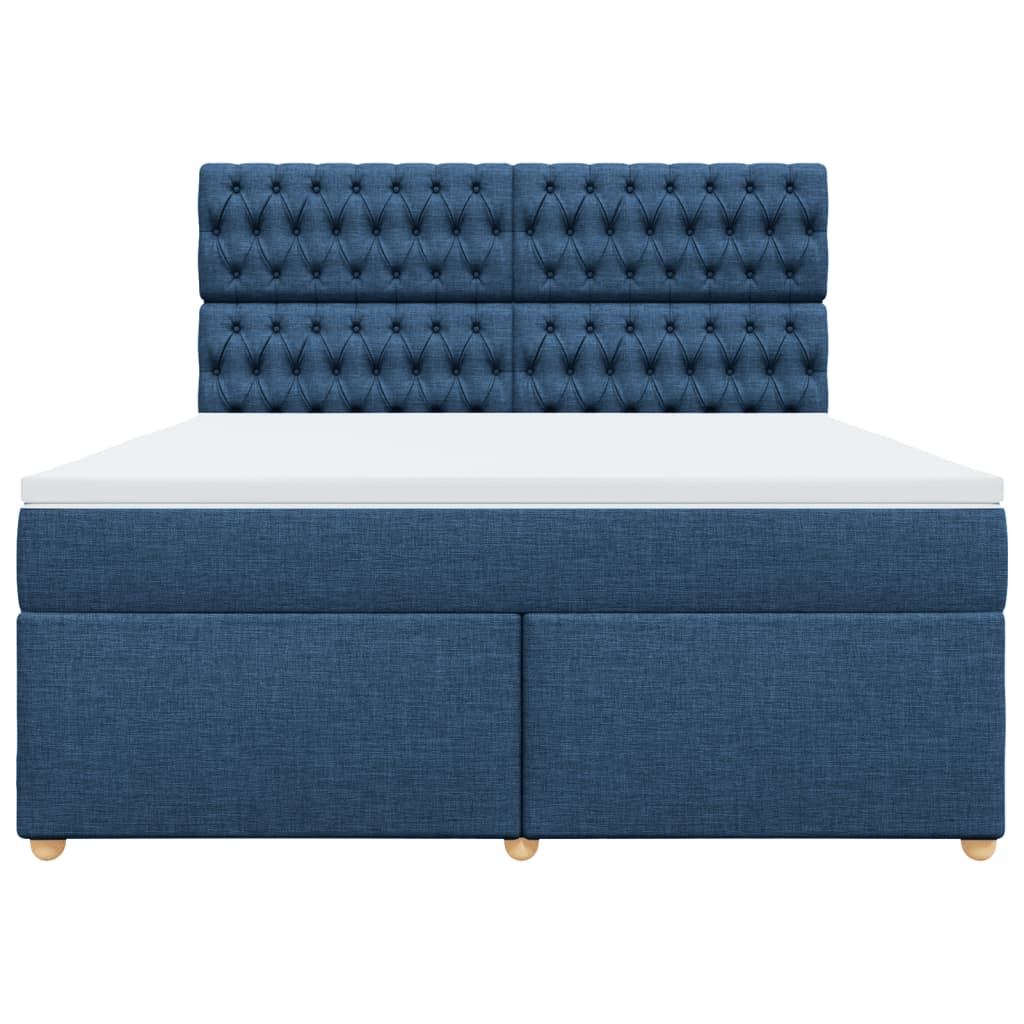 vidaXL Κρεβάτι Boxspring με Στρώμα Μπλε 180x200 εκ. Υφασμάτινο