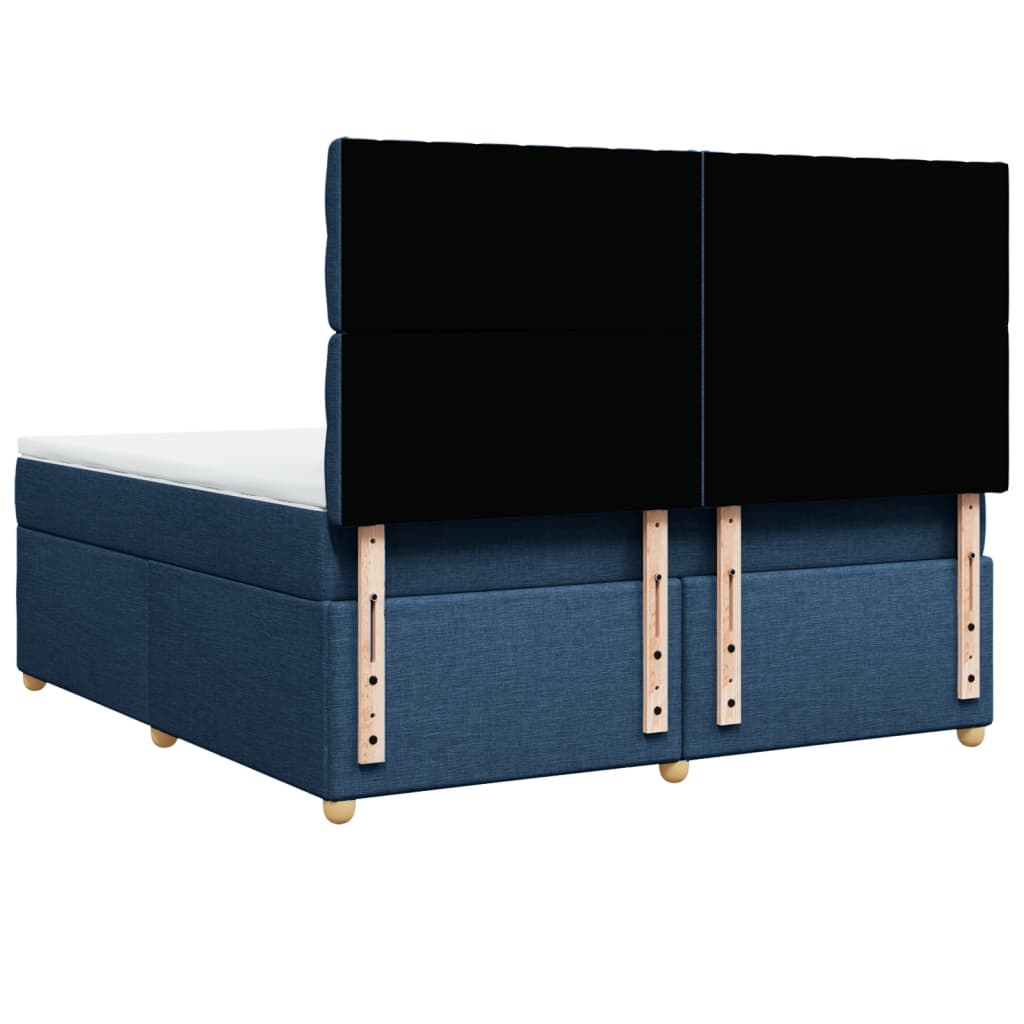 vidaXL Κρεβάτι Boxspring με Στρώμα Μπλε 180x200 εκ. Υφασμάτινο