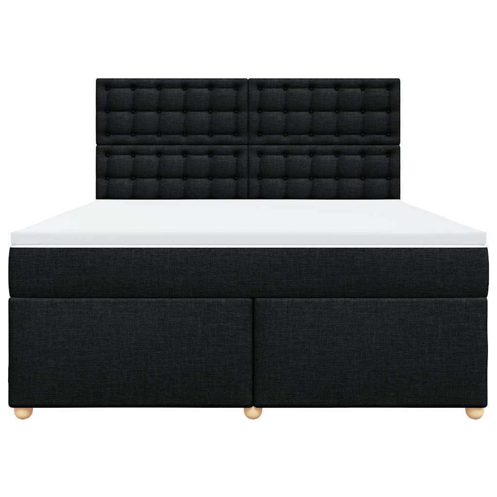 vidaXL Κρεβάτι Boxspring με Στρώμα Μαύρο 180x200 εκ. Υφασμάτινο