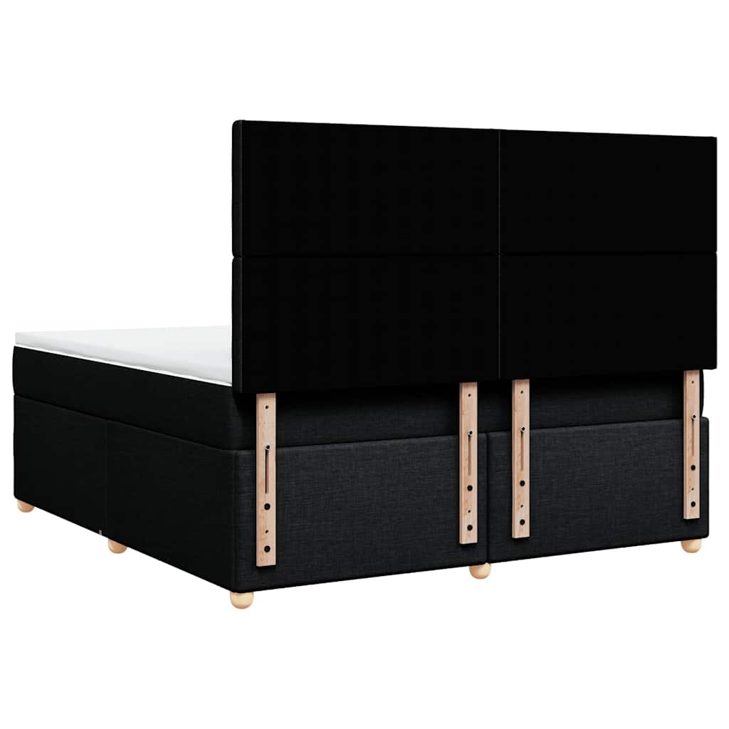 vidaXL Κρεβάτι Boxspring με Στρώμα Μαύρο 180x200 εκ. Υφασμάτινο
